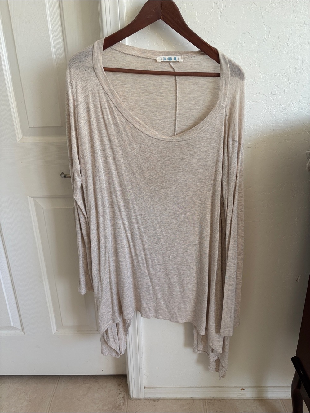 Light Beige Long Sleeve Women's Tunic Top